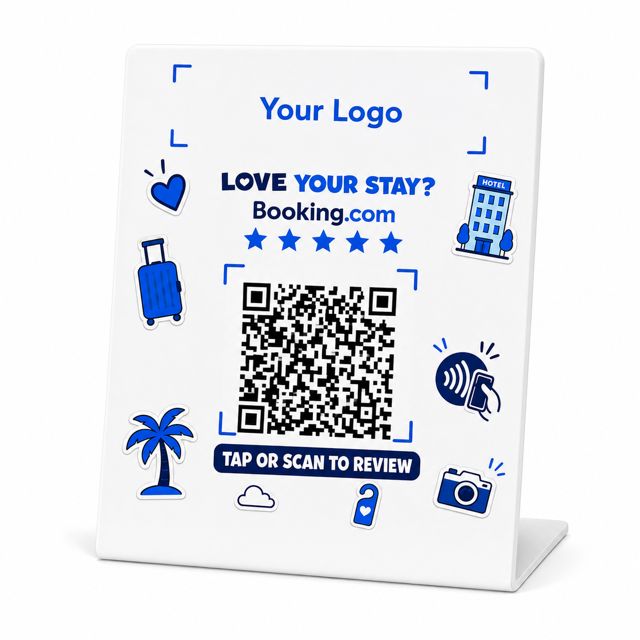 Booking.com Review NFC Stand with QR + Logo by Smaacaad Booking.com Review NFC Stand with QR + Logo by Smaacaad